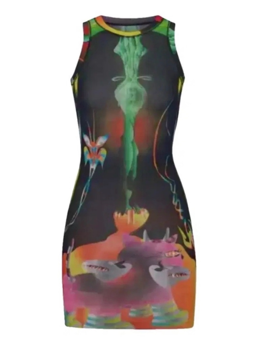 Skims Obsidian Print Summer Mesh Dress